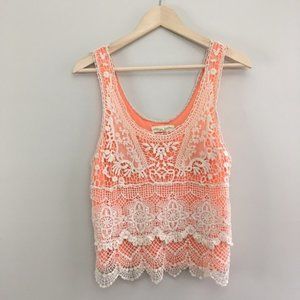 Urban Outfitters Orange Crochet Lace Tank Top